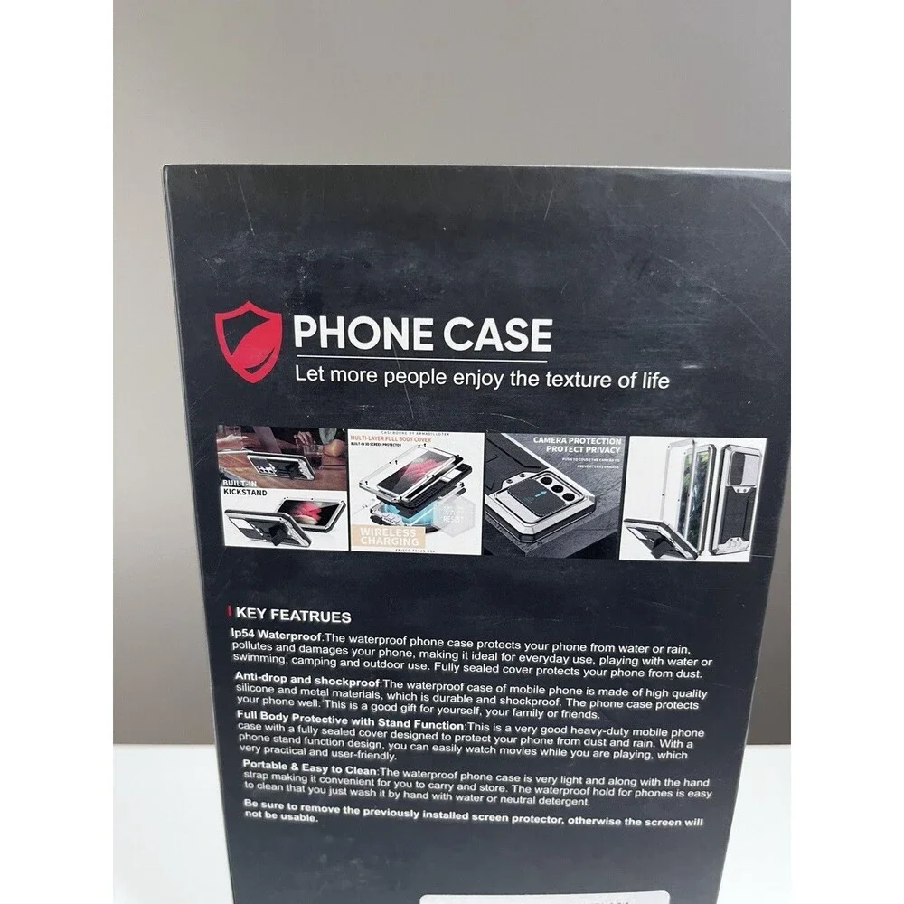 iPhone 15 Pro Rugged Black Waterproof Kickstand Full Body Case